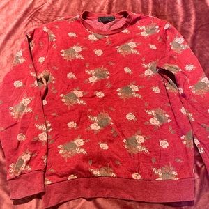 Pink flower crew neck size small.